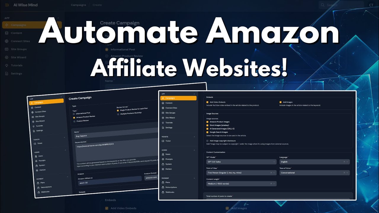 Automating Amazon Affiliate Marketing Websites with AIWiseMind